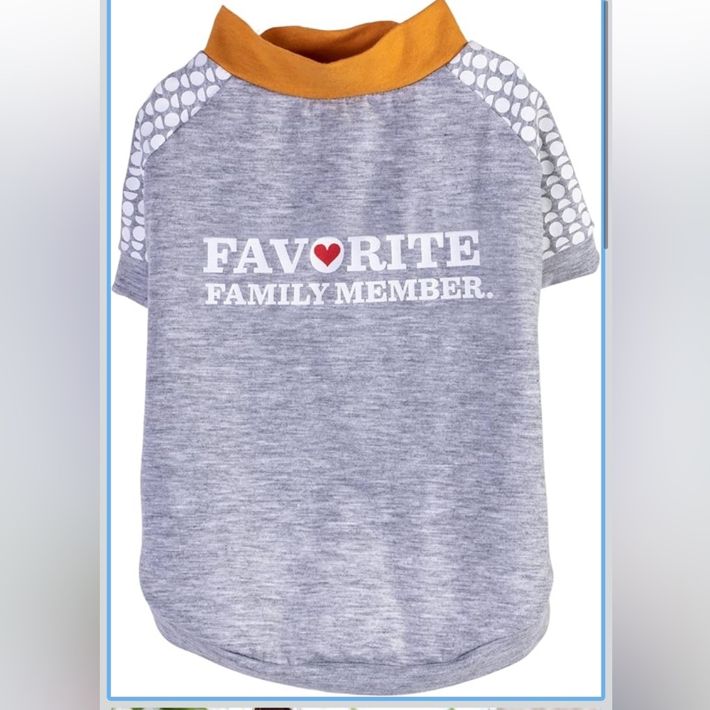 The Dodo ‘Favorite Family Member' Grey Dog T-Shirt with Yellow Trim Size L - Picture 1 of 12